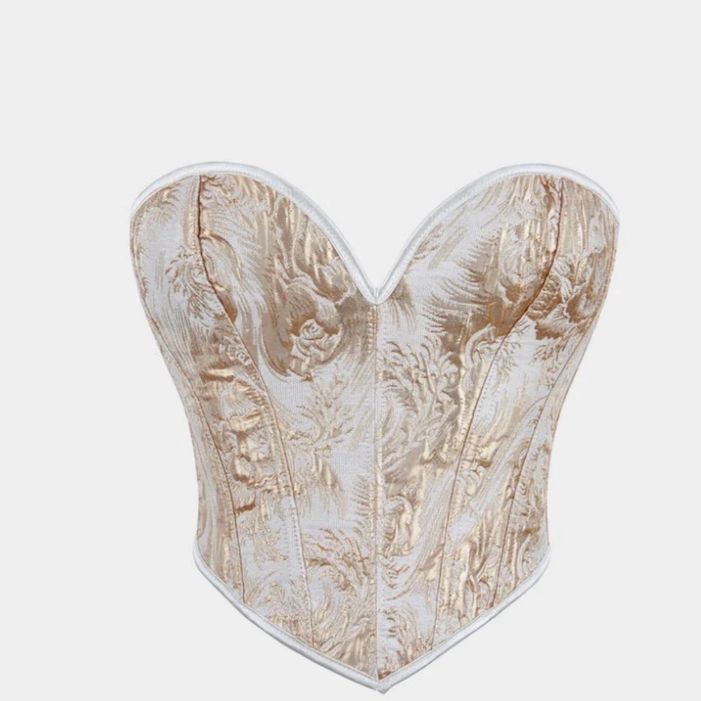 NWT Micas Abstract Braided Tie V-neck Floral Jacquard Corset Top. Size X-Small